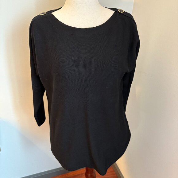 Cable & Gauge Sweaters - Cable & Gauge Black Button Sleeve Sweater Women's Large